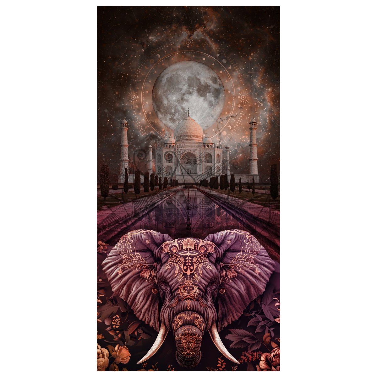 Türtapete Elefant, Taj Mahal, rosa M1533 - Bild 2