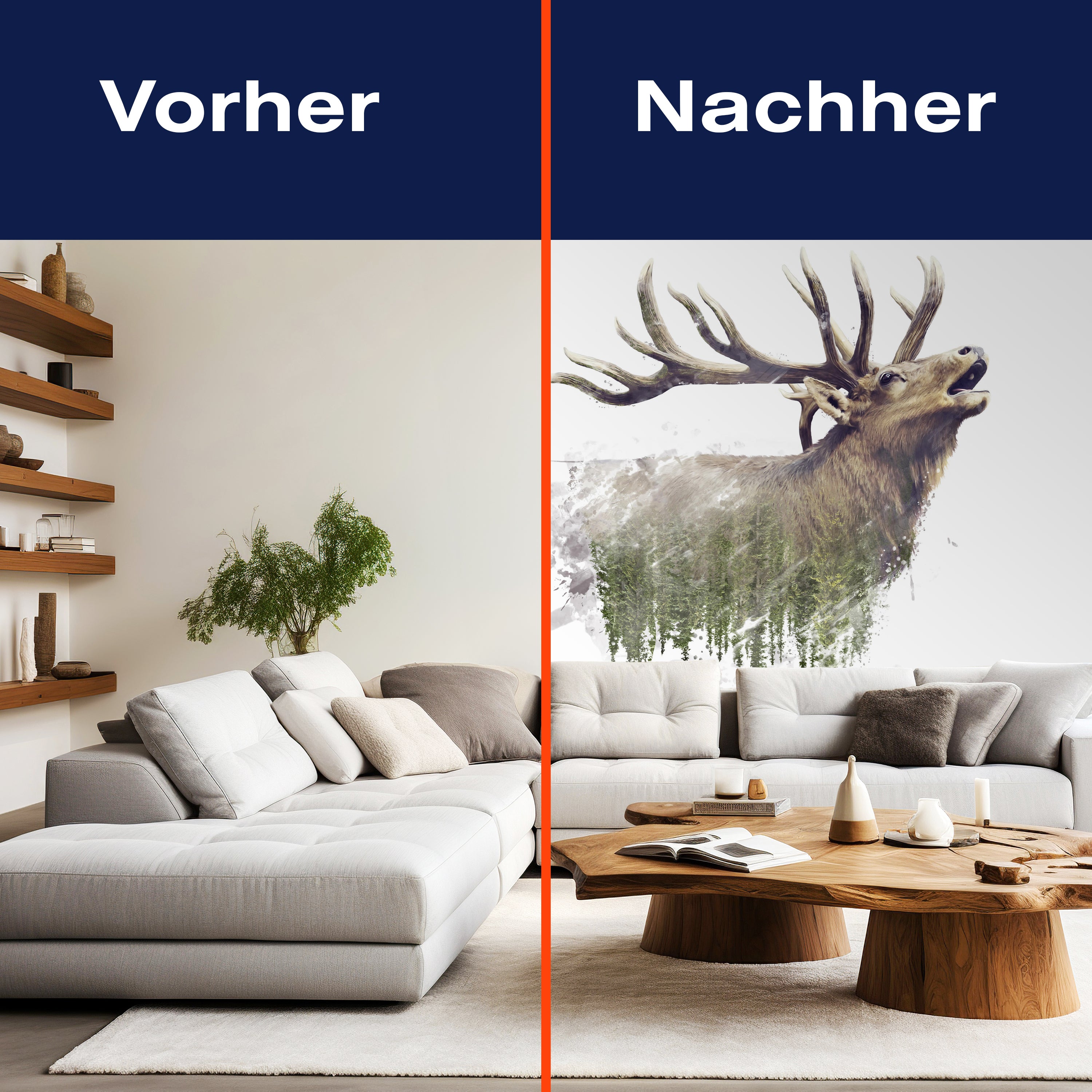 Fototapete Wald mit Hirsch Aquarell effect M5737 - Bild 9