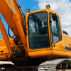 Round photo wallpaper yellow excavator M0002