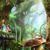 Square photo wallpaper fairytale forest with mushroom houses M0010