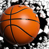 Hexagon-Fototapete Wanddurchbruch mit Basketball M0040