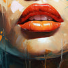 Round photo wallpaper painting woman lips M0052