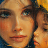 Round photo wallpaper painting woman child M0054