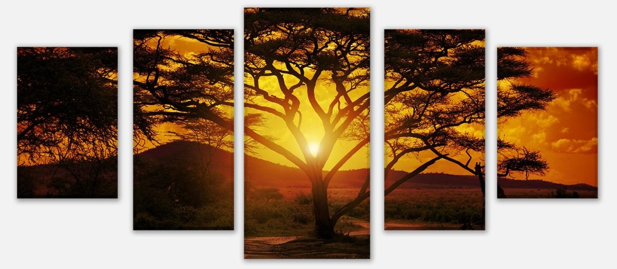Leinwandbild Mehrteiler Afrika Sonnenuntergang M0001 entdecken - Bild 1
