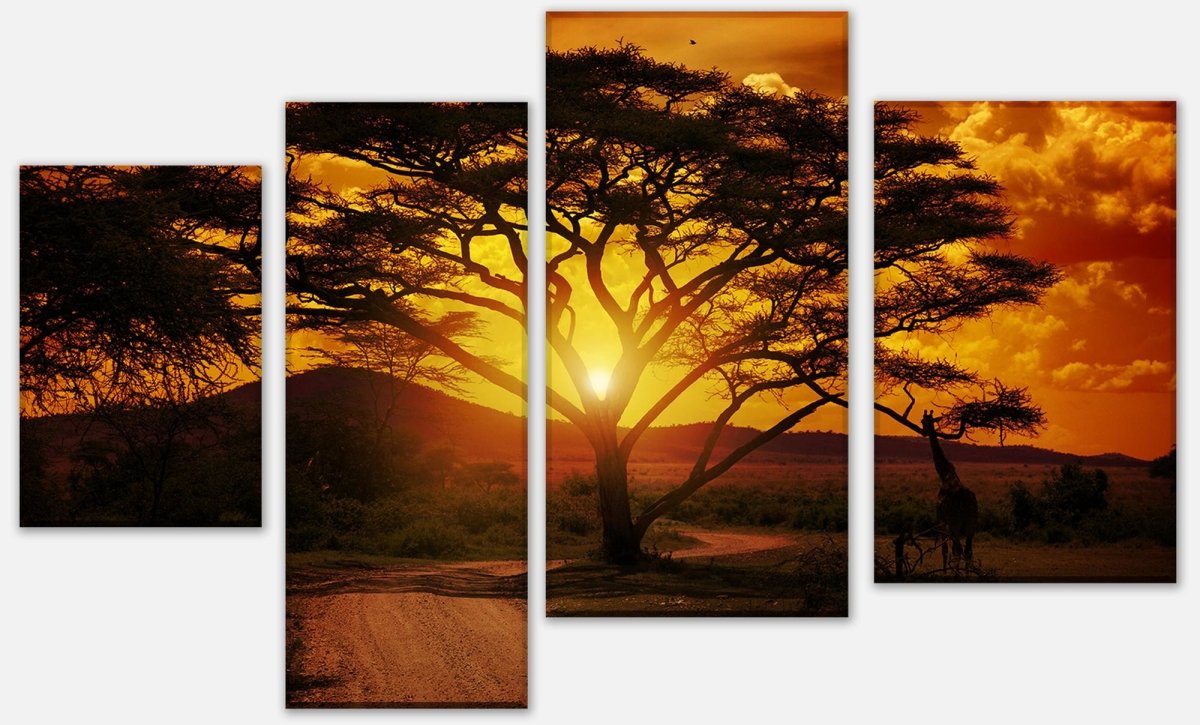 Leinwandbild Mehrteiler Afrika Sonnenuntergang M0001