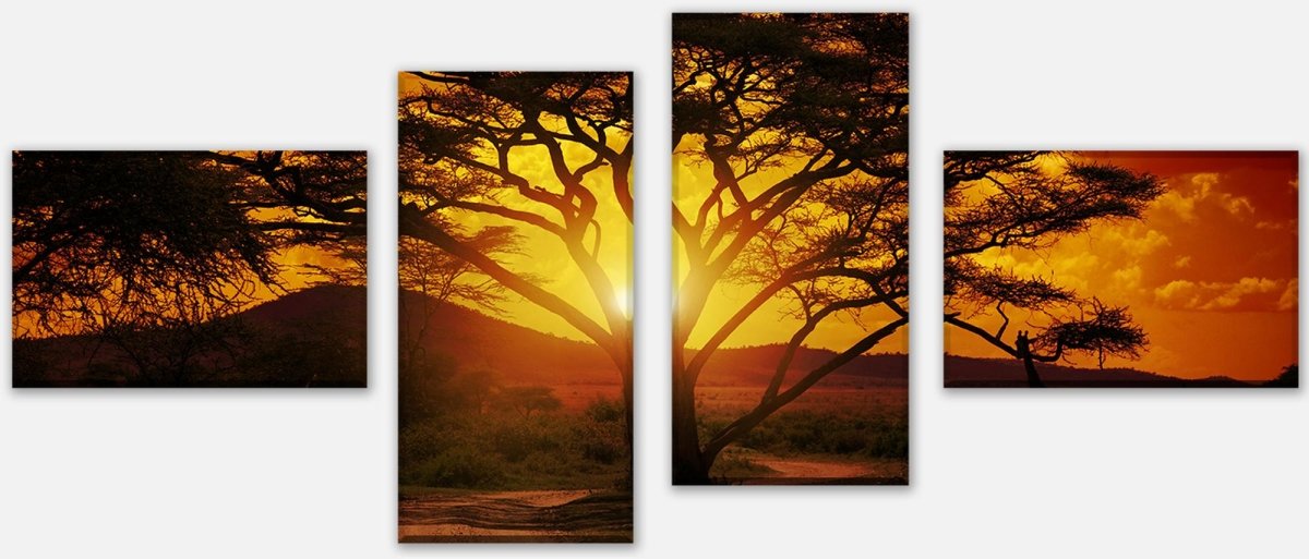 Leinwandbild Mehrteiler Afrika Sonnenuntergang M0001