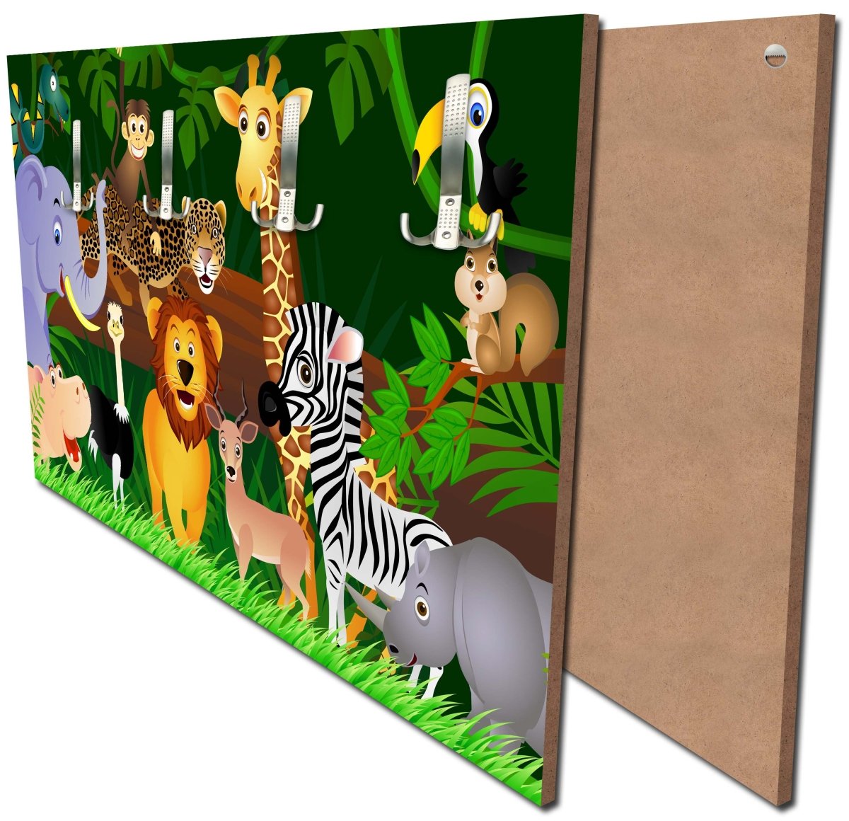 Garde-robe pour enfants bois Animaux de la jungle Armoire murale