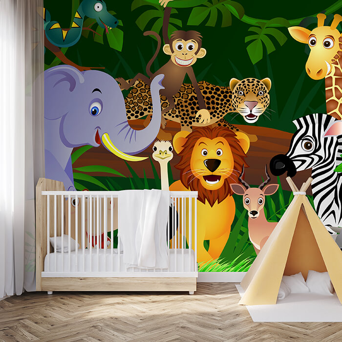 Fototapete Kinderzimmer, Dschungel, Tiere, M0002 - Bild 1