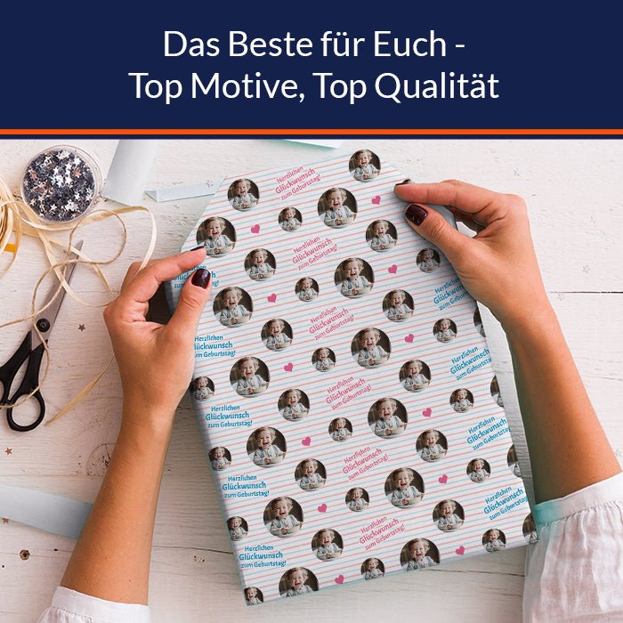 Geschenkpapier personalisiert Geschenkpapier Streifen Baby - Bild 5