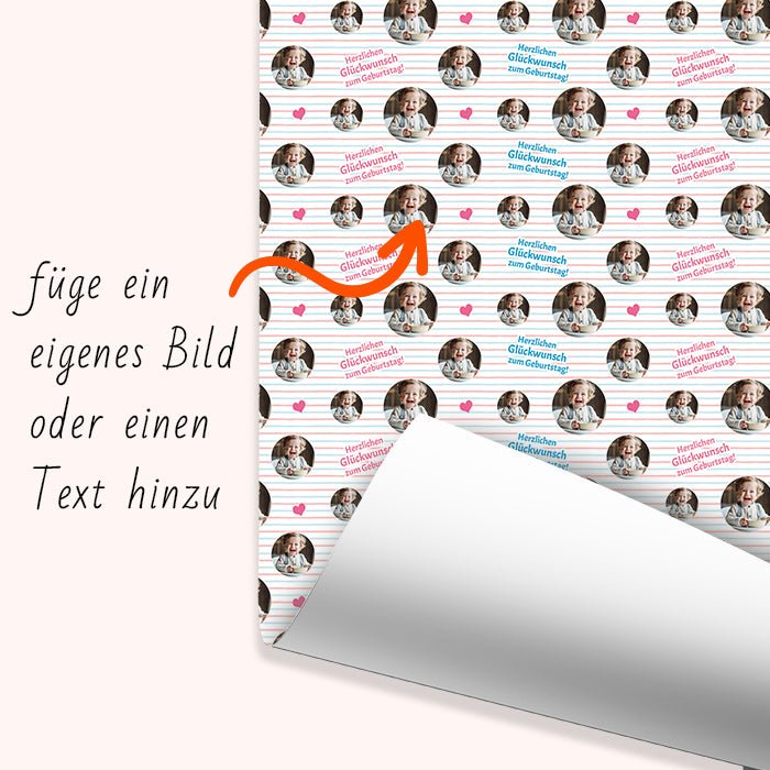 Geschenkpapier personalisiert Geschenkpapier Streifen Baby - Bild 6