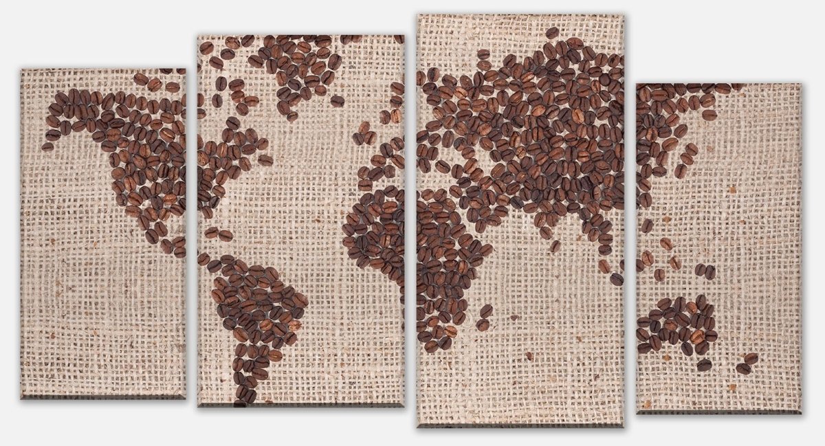 Canvas Print Divider World Map Coffee M0012