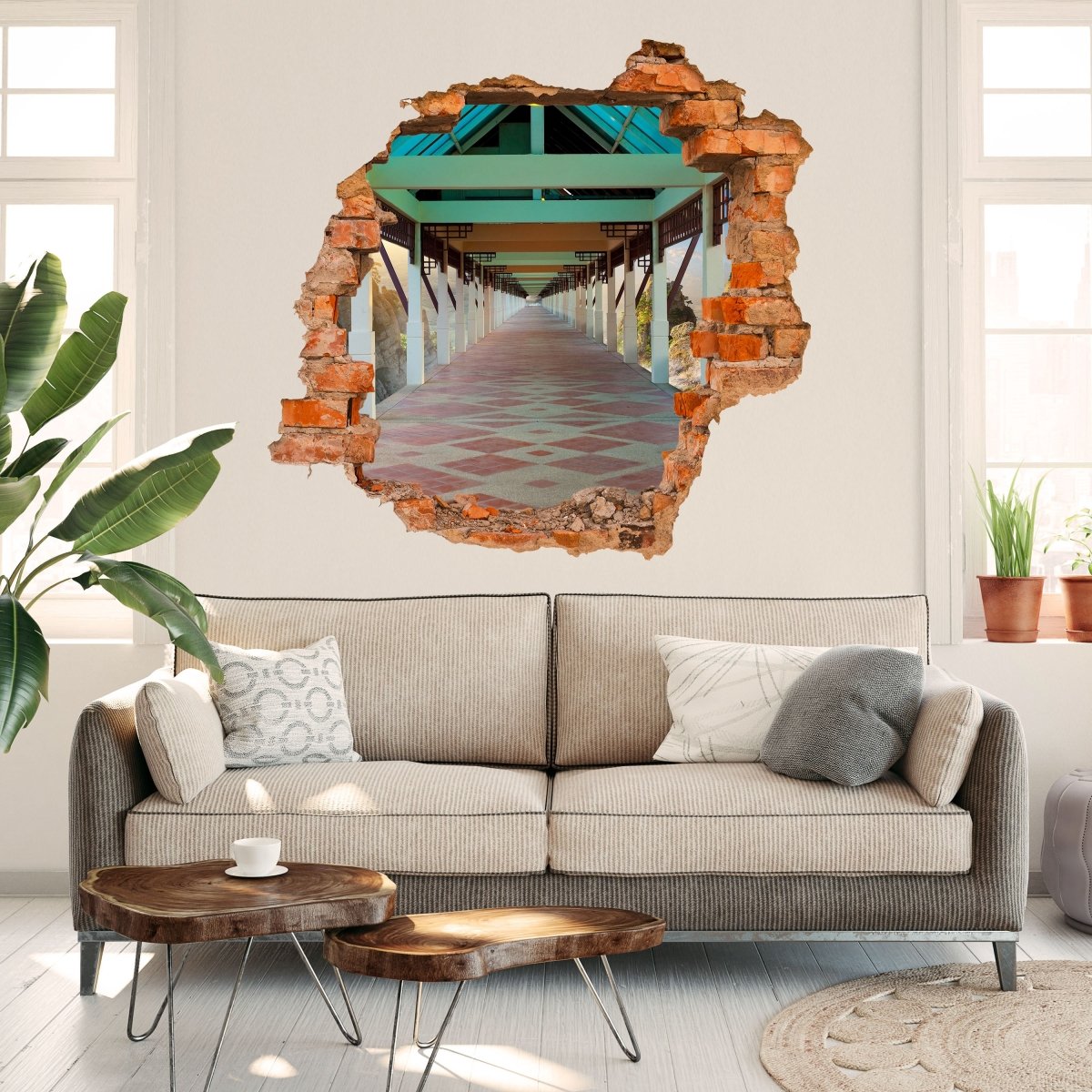 3D-Wandsticker Brücke in den Bergen - Wandtattoo M0013