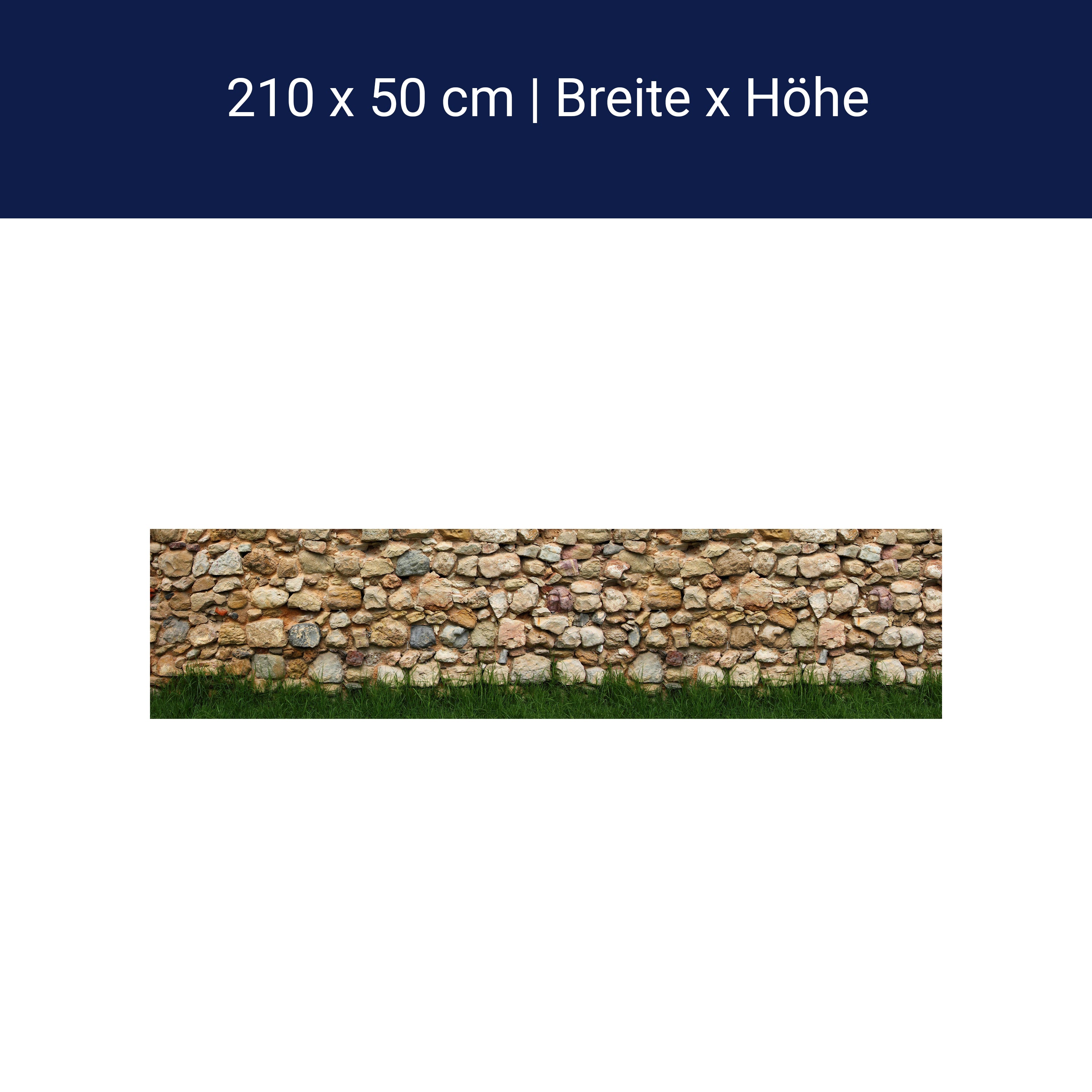 Küchenrückwand Steinmauer mit Gras M0015