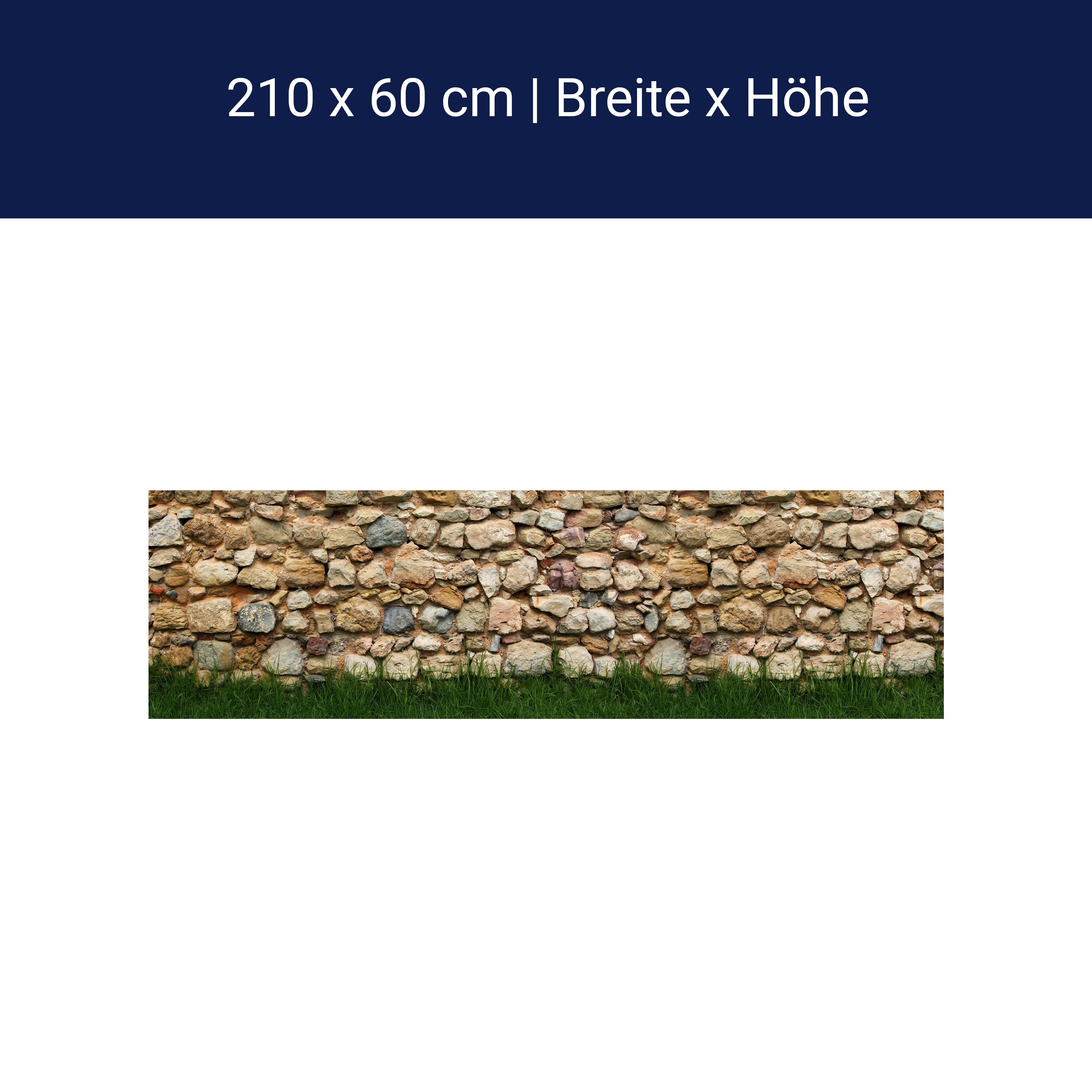 Küchenrückwand Steinmauer mit Gras M0015
