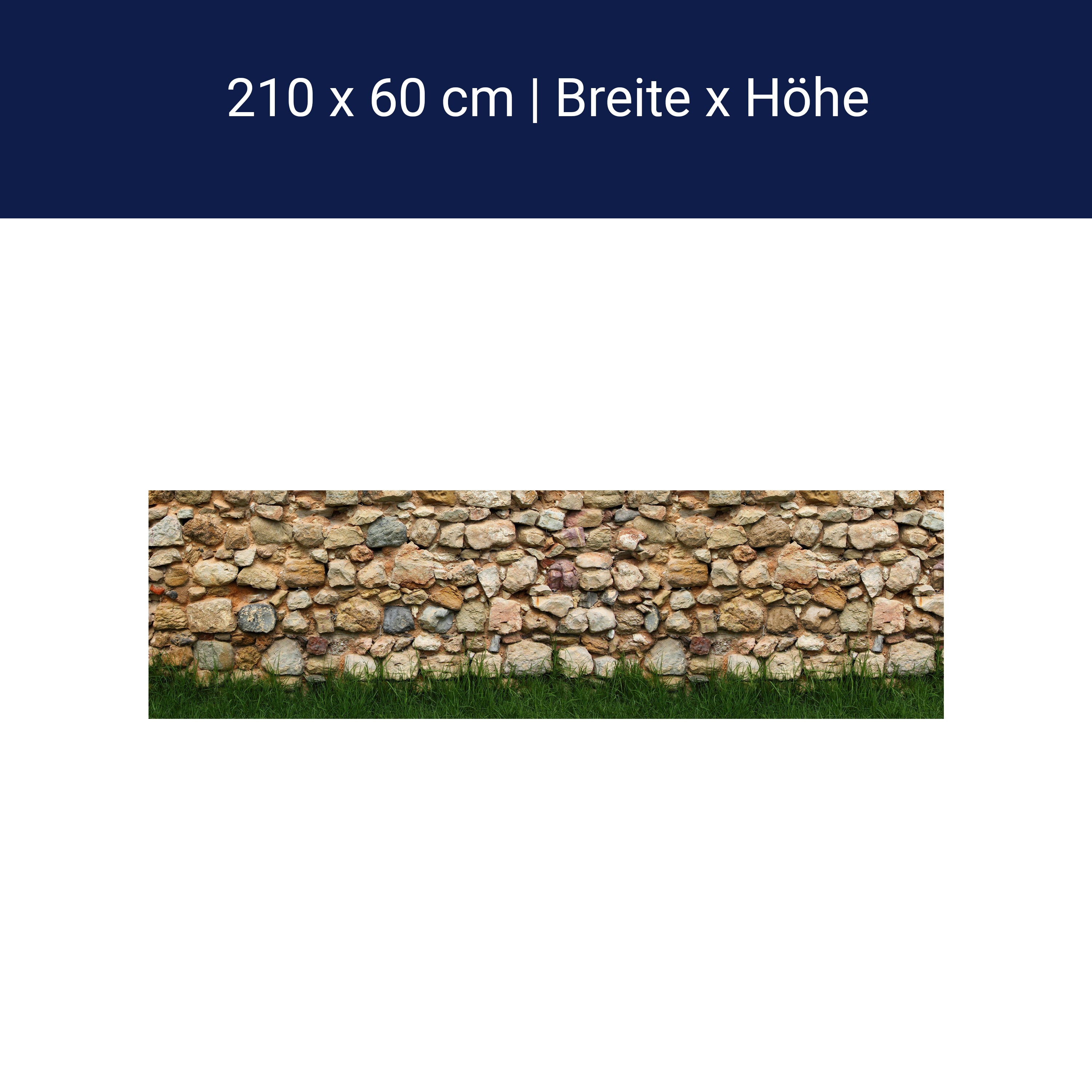 Kitchen splashback stone wall with grass M0015