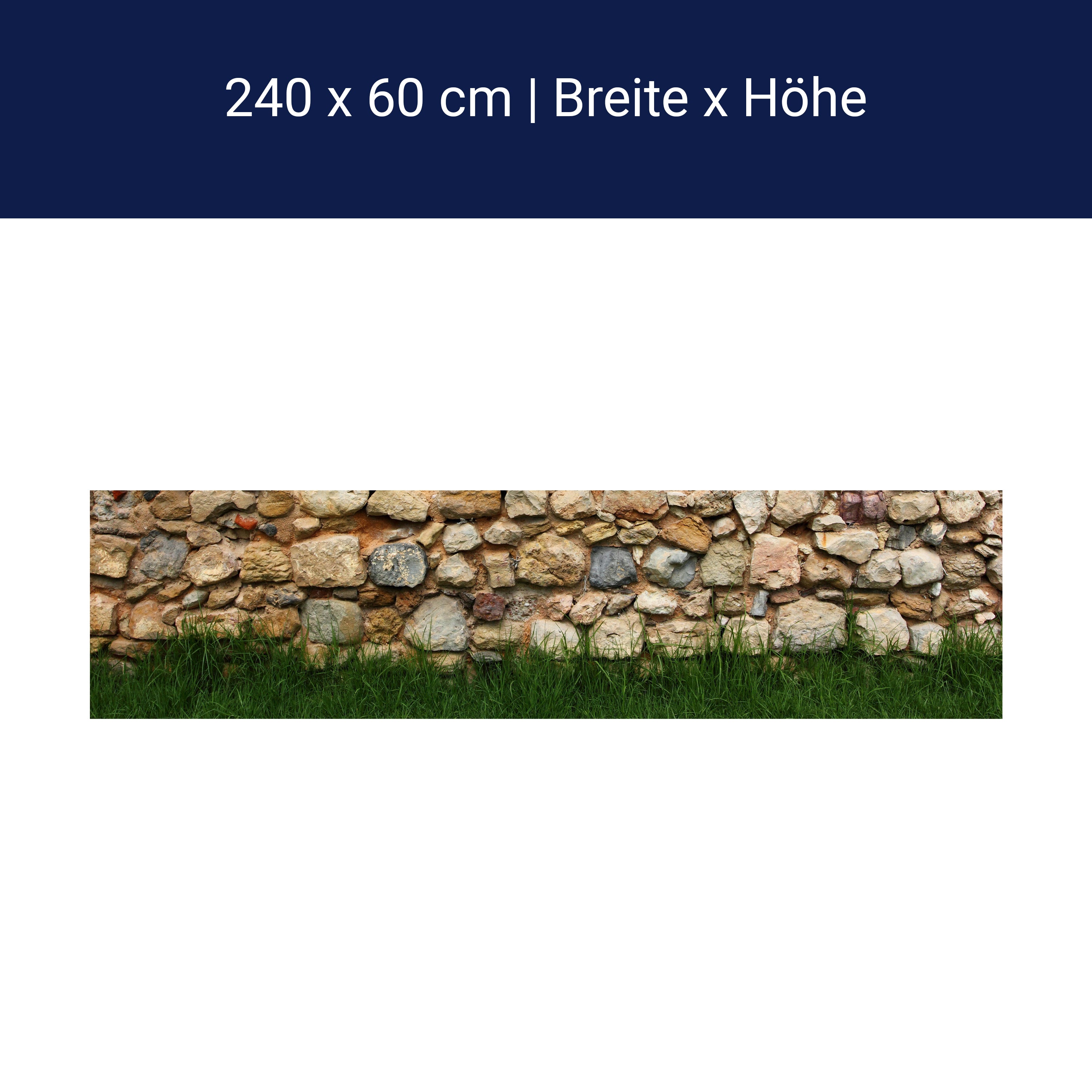 Kitchen splashback stone wall with grass M0015