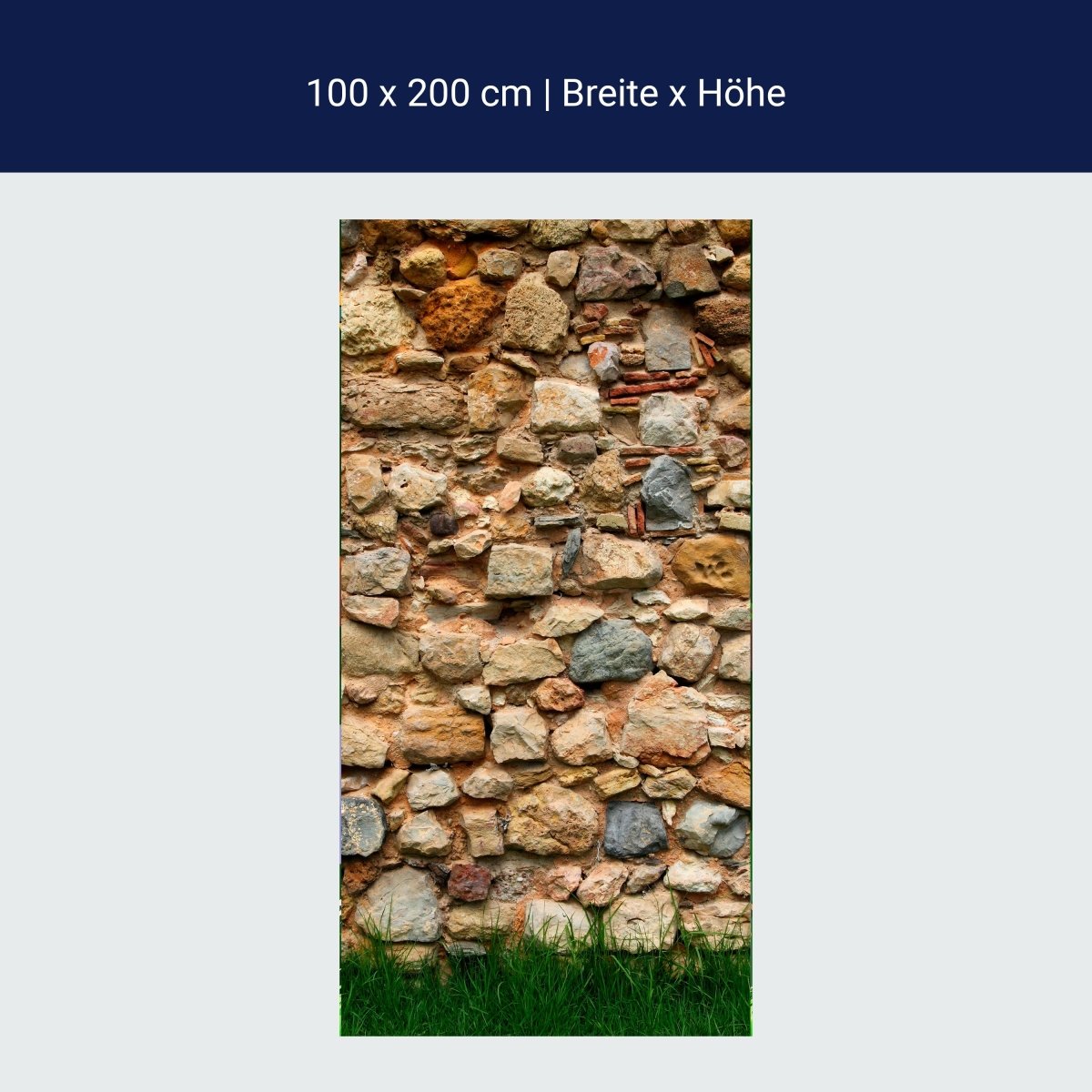 Türtapete Steinmauer mit Gras M0015