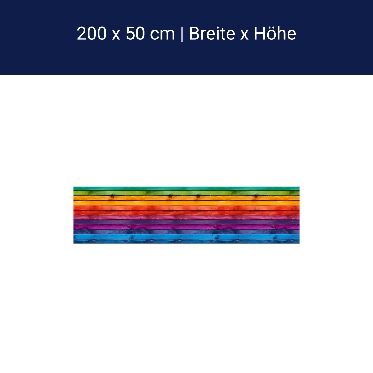 Panorama-Fototapete bunte Bretter, Holzwand, Regenbogen M0018