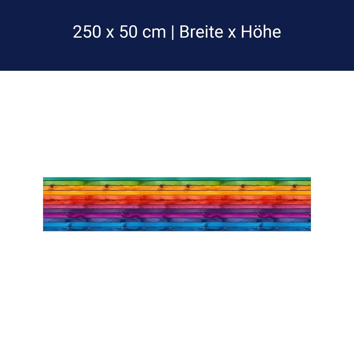 Panorama-Fototapete bunte Bretter, Holzwand, Regenbogen M0018