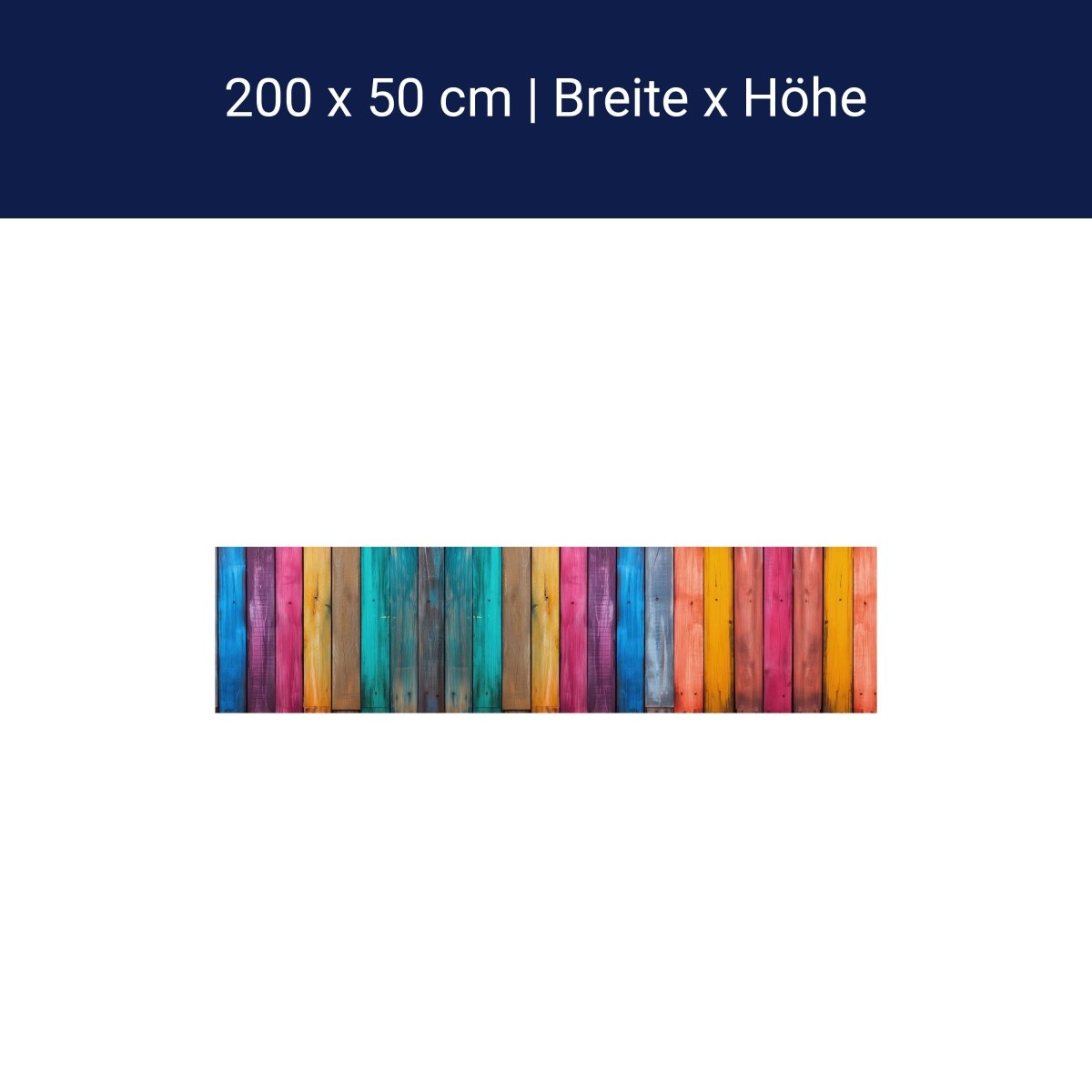 Panorama-Fototapete bunte Bretter 2, Holzwand, Regenbogen M0021