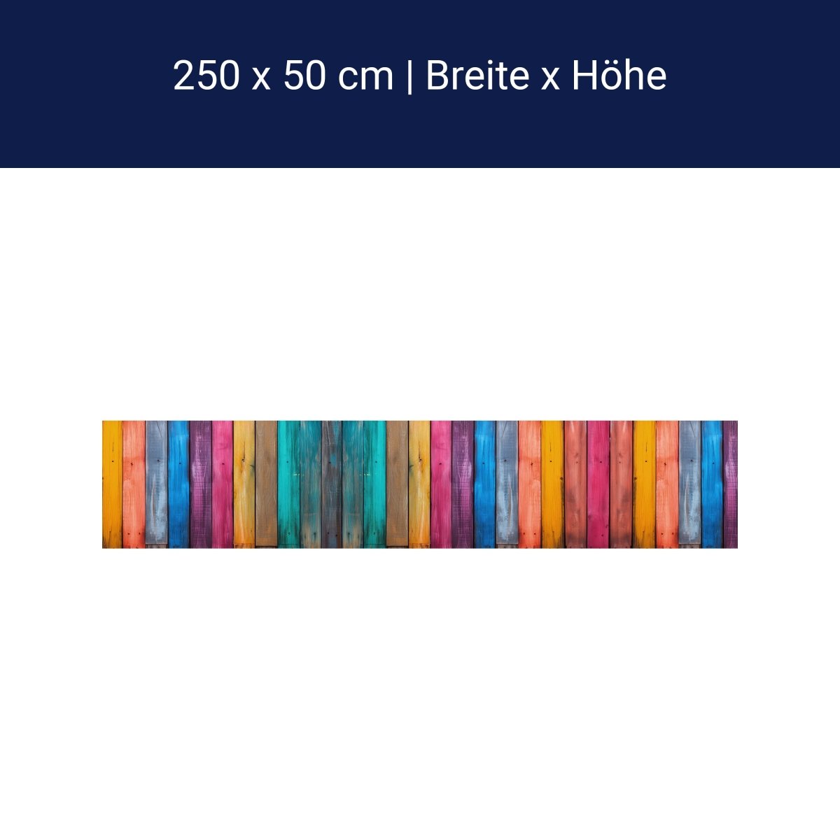 Panorama-Fototapete bunte Bretter 2, Holzwand, Regenbogen M0021