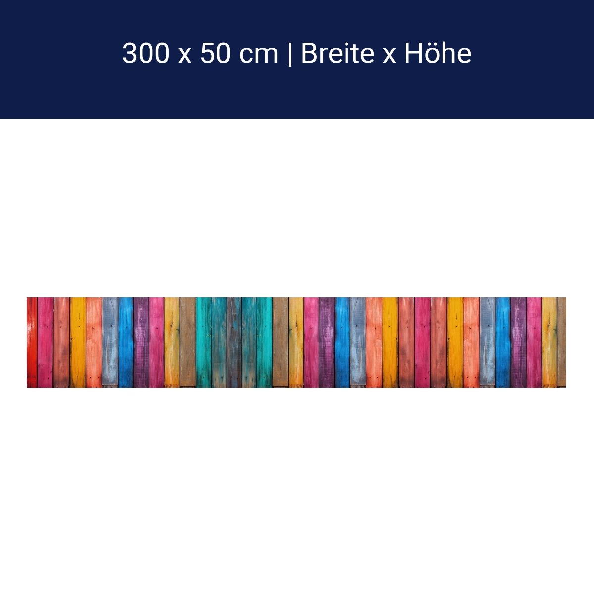 Panorama-Fototapete bunte Bretter 2, Holzwand, Regenbogen M0021