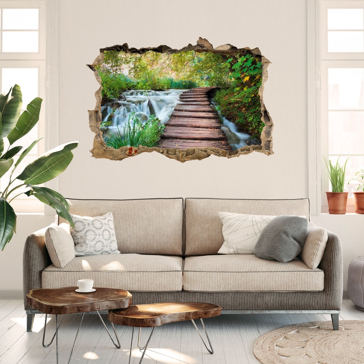 3D wall sticker path at the waterfall - wall decal M0021