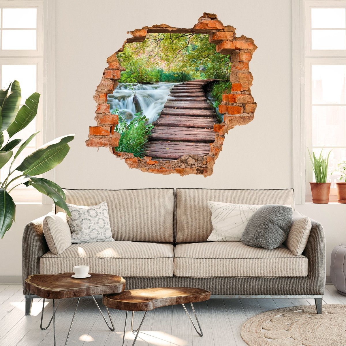 3D wall sticker path at the waterfall - wall decal M0021