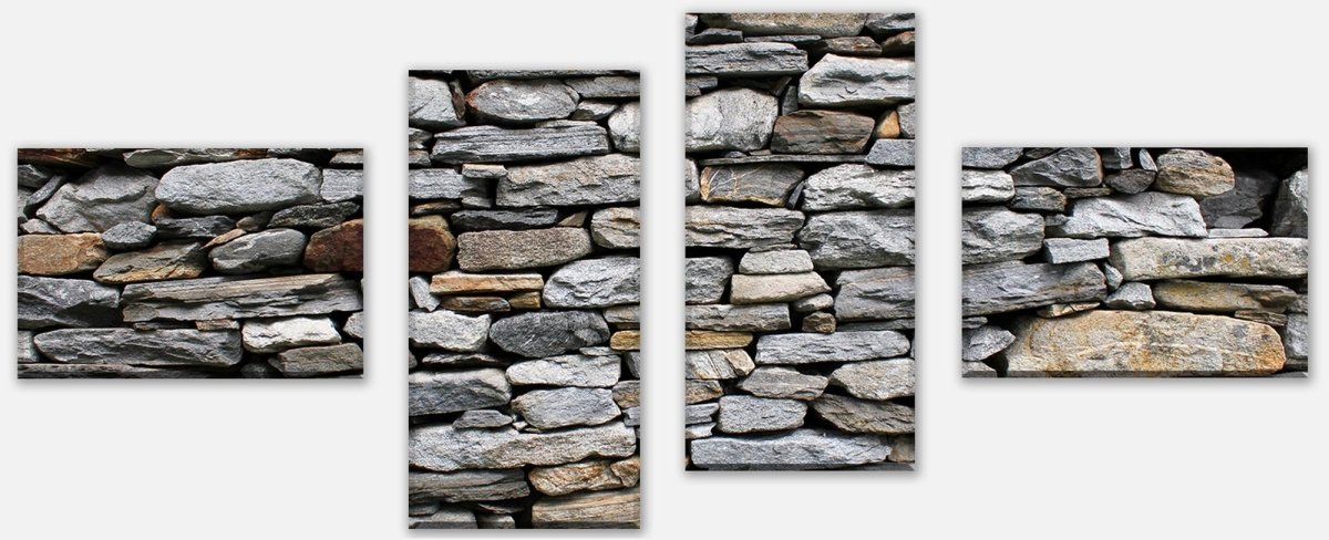 Leinwandbild Mehrteiler Steinmauer Grau M0022