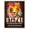 Poster Löwe Stärke, Holz, Pastell M0026