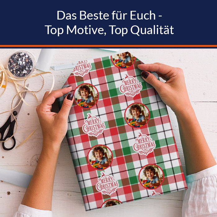 Geschenkpapier personalisiert Geschenkpapier Merry Christmas kariert M0027 - Bild 5