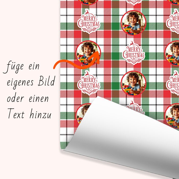 Geschenkpapier personalisiert Geschenkpapier Merry Christmas kariert M0027 - Bild 6