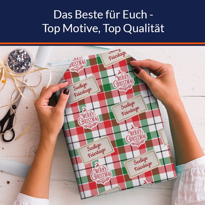 Geschenkpapier personalisiert Geschenkpapier Merry Christmas Text kariert M0030 - Bild 5