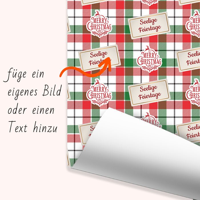 Geschenkpapier personalisiert Geschenkpapier Merry Christmas Text kariert M0030 - Bild 6
