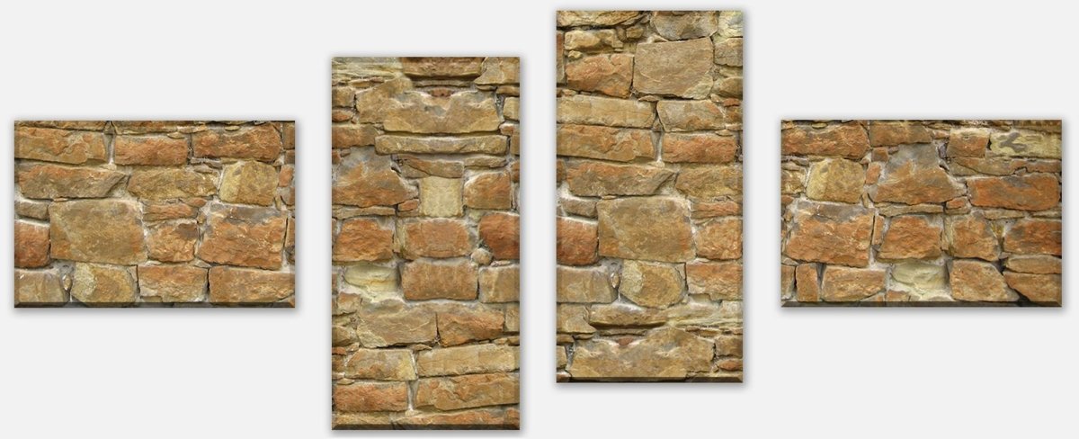 Leinwandbild Mehrteiler Natursteinmauer M0032