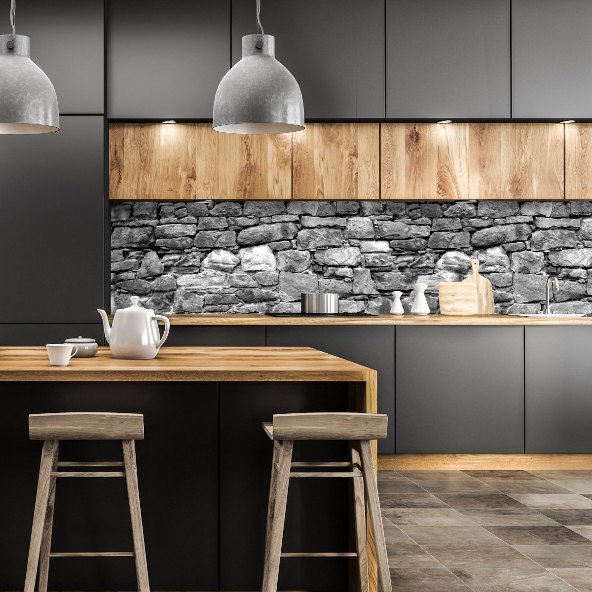 Küchenrückwand Natursteinmaur Grau M0034 entdecken - Bild 1