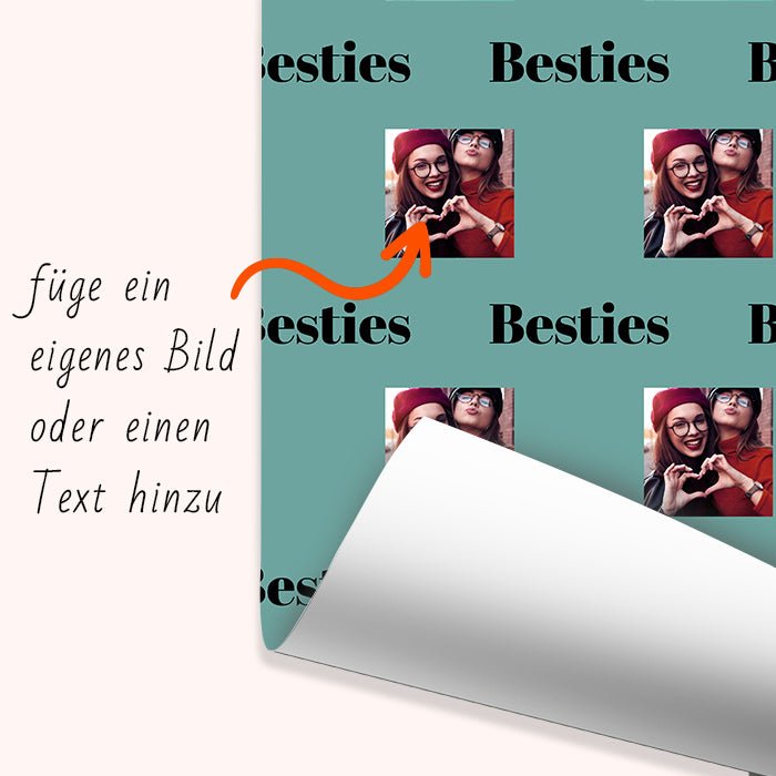 Geschenkpapier personalisiert Geschenkpapier blau Foto Text M0036 - Bild 6