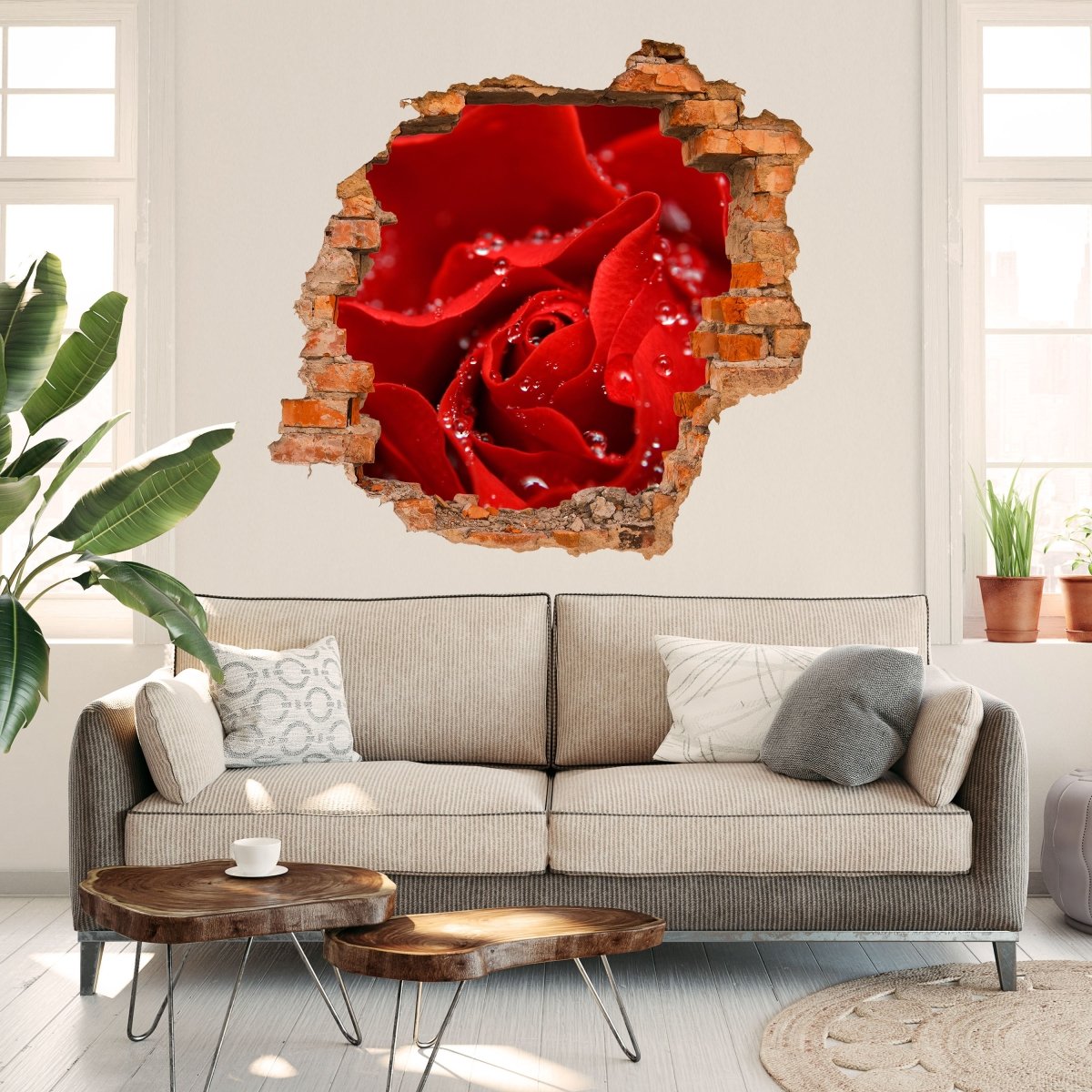 Sticker mural fleur de rose 3D - Wall Decal M0038
