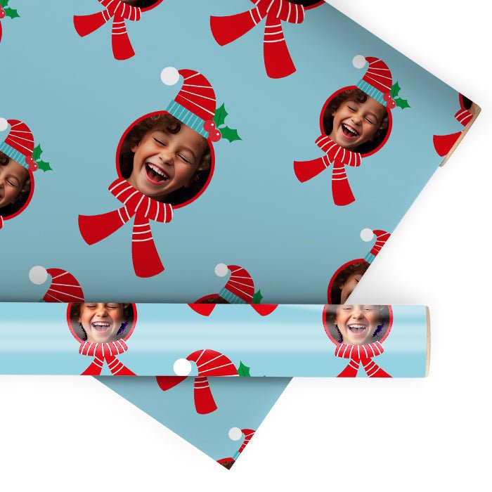 Geschenkpapier personalisiert Geschenkpapier Weihnachten Mütze Foto M0041 - Bild 1