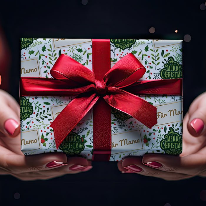 Geschenkpapier personalisiert Geschenkpapier Weihnachten Stechpalme Text M0045 - Bild 4