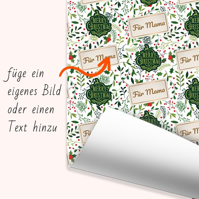Geschenkpapier personalisiert Geschenkpapier Weihnachten Stechpalme Text M0045 - Bild 6