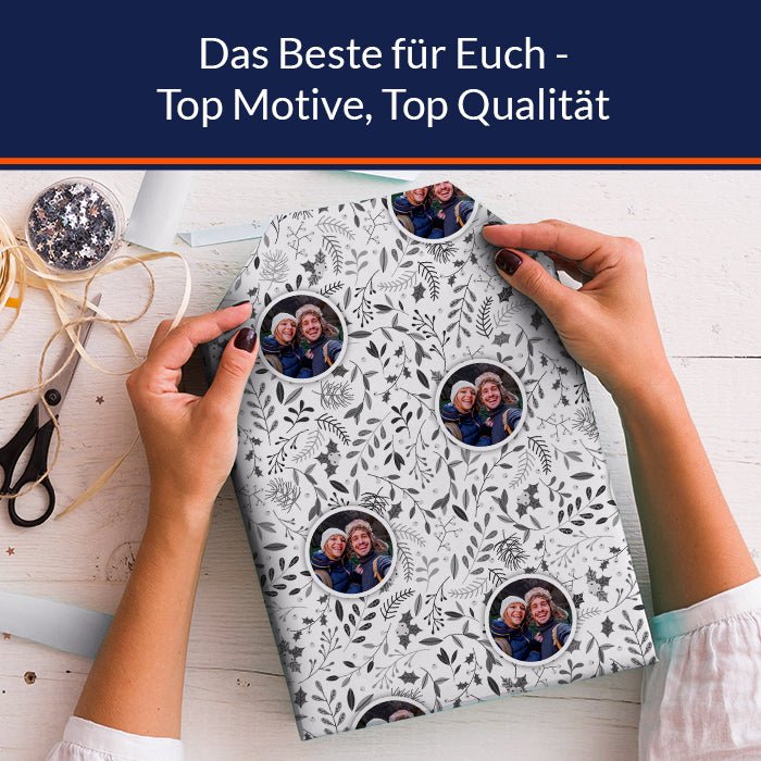 Geschenkpapier personalisiert Geschenkpapier Weihnachten Stechpalme grau Foto M0047 - Bild 5