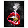 Affiche cartouche dans la bouche, béton, femme, motifs lèvres de femmes M0047