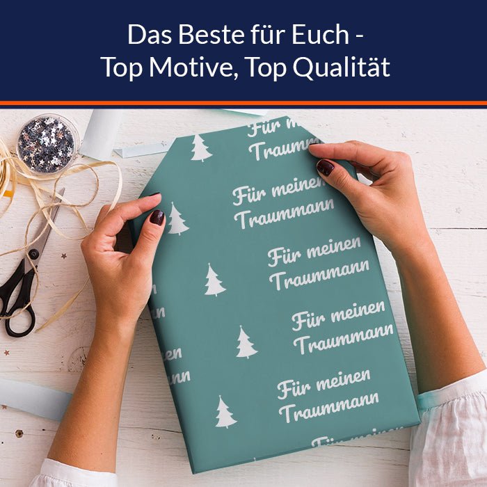 Geschenkpapier personalisiert Geschenkpapier Weihnachten Tannenbaum türkis Text M0049 - Bild 5