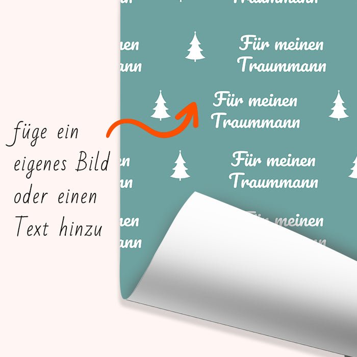 Geschenkpapier personalisiert Geschenkpapier Weihnachten Tannenbaum türkis Text M0049 - Bild 6