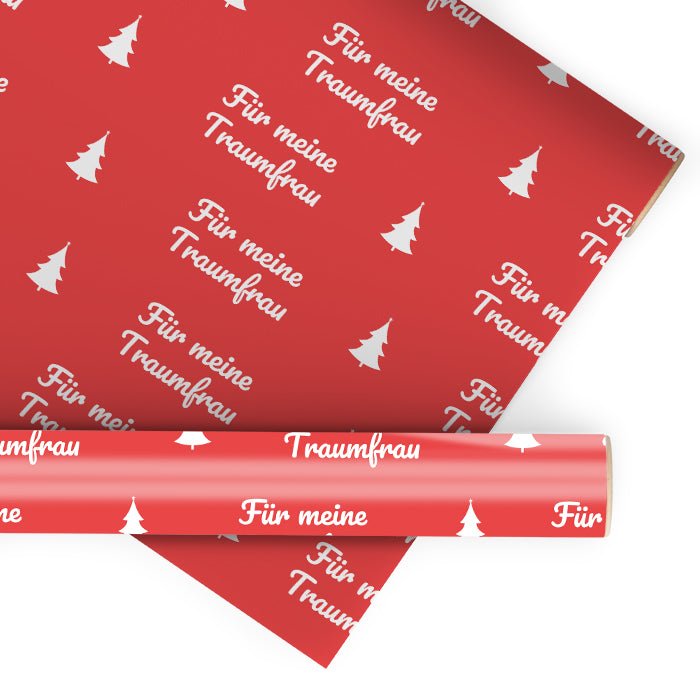 Geschenkpapier personalisiert Geschenkpapier Weihnachten Tannenbaum rot Text M0050 - Bild 1