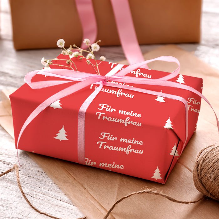 Geschenkpapier personalisiert Geschenkpapier Weihnachten Tannenbaum rot Text M0050 - Bild 3