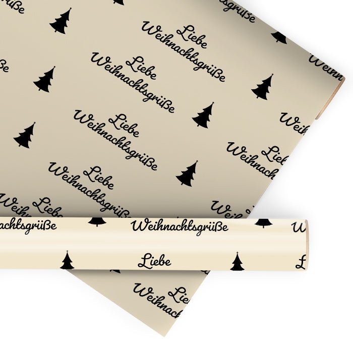 Geschenkpapier personalisiert Geschenkpapier Weihnachten Tannenbaum beige Text M0051 - Bild 1