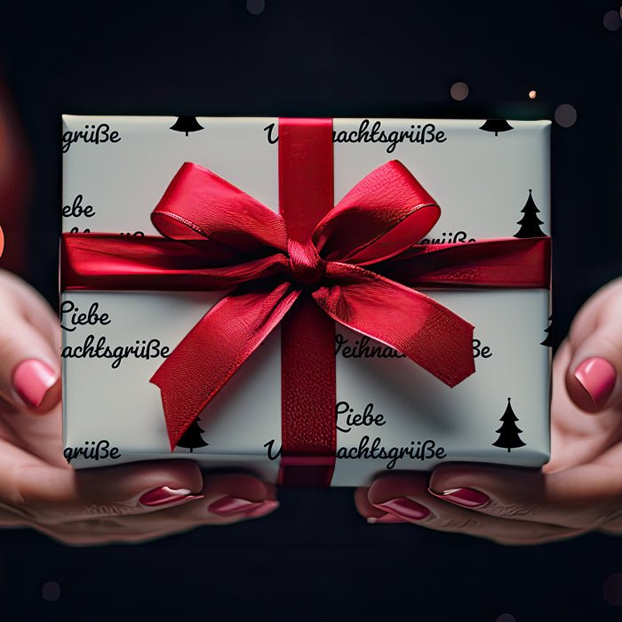 Geschenkpapier personalisiert Geschenkpapier Weihnachten Tannenbaum beige Text M0051 - Bild 4