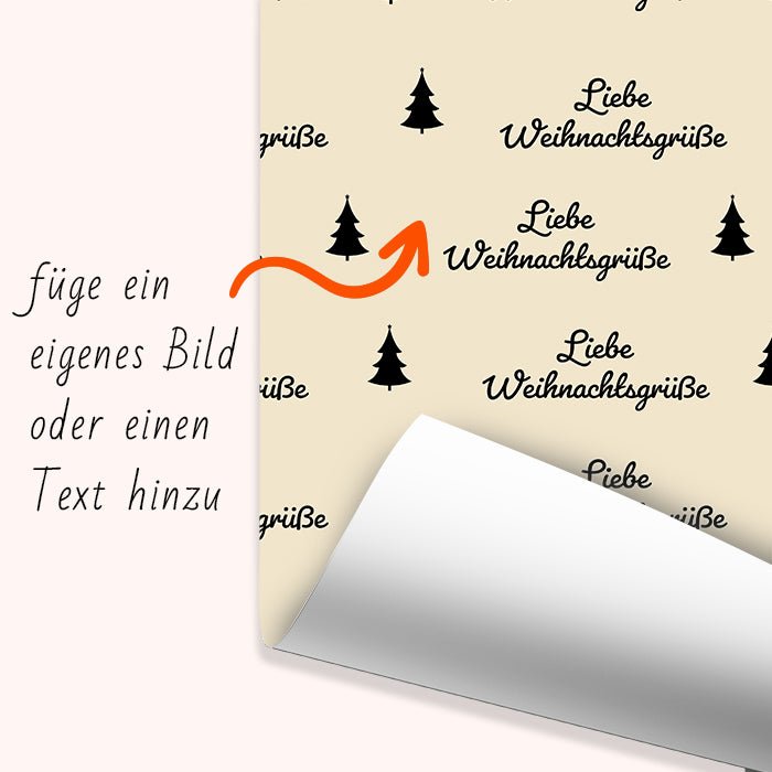Geschenkpapier personalisiert Geschenkpapier Weihnachten Tannenbaum beige Text M0051 - Bild 6